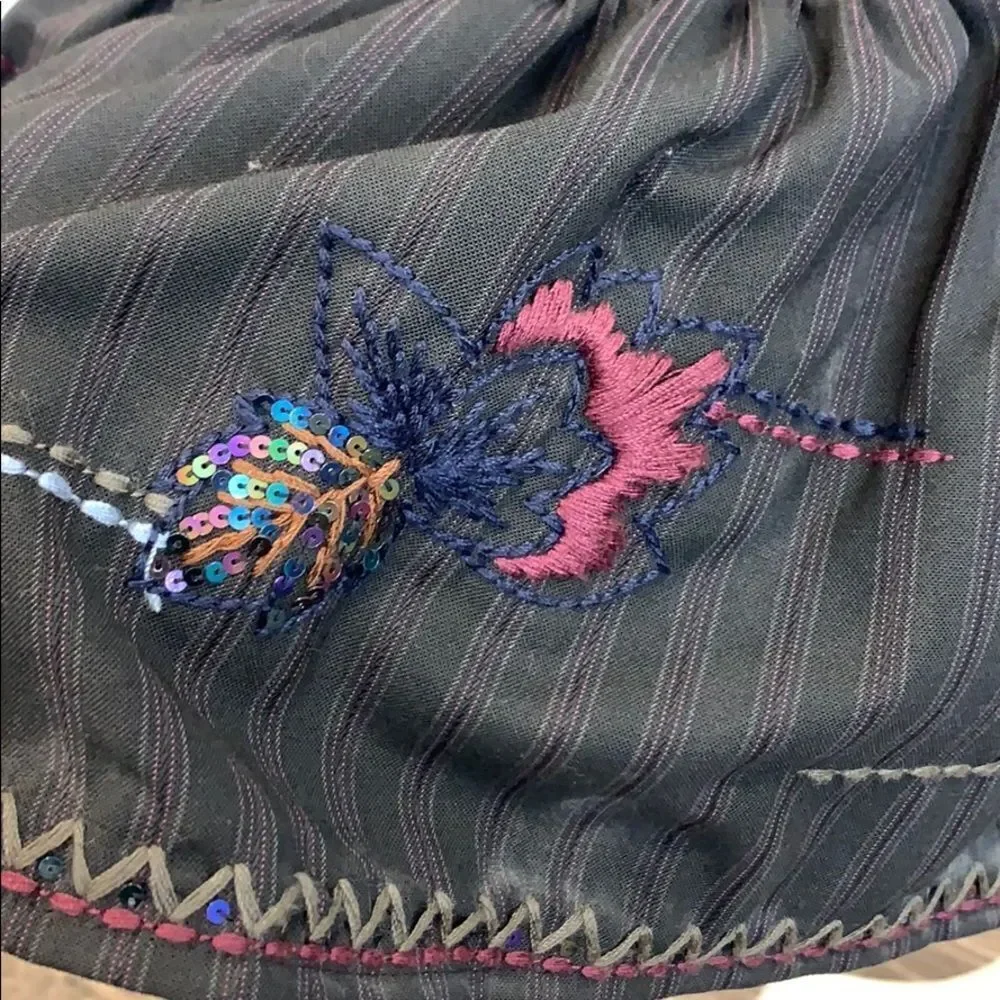 Floral Stitched BCBG Striped Skirt